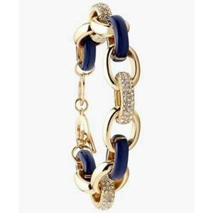 9CT Y GOLD LINKS WITH BLUE ENAMEL EN CZ