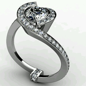 18CT WG RING RB CUT DIAM WITH SMALL RB DIAMONDS