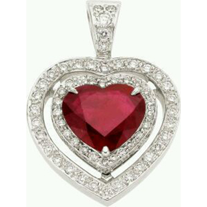 18CT WG RUBY AND DIAMOND PENDANT