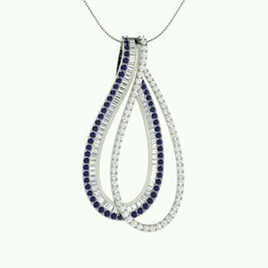 18CT WG DIAM & BLUE SAPHIRE PENDANT