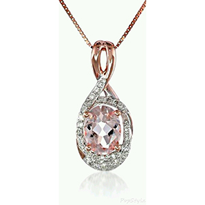 9CT ROSE GOLD PENDANT WITH OVAL MORGANITE STONE